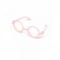 Очки со стеклом, пластик, круглые, 9,5 см цв.розовый